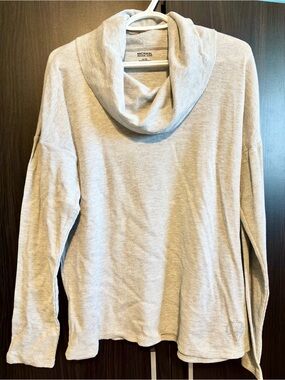 🆕 MICHAEL Michael Kors Pearl Heather, Light Gray Thin Waffle Cowl Neck Top,  NWT